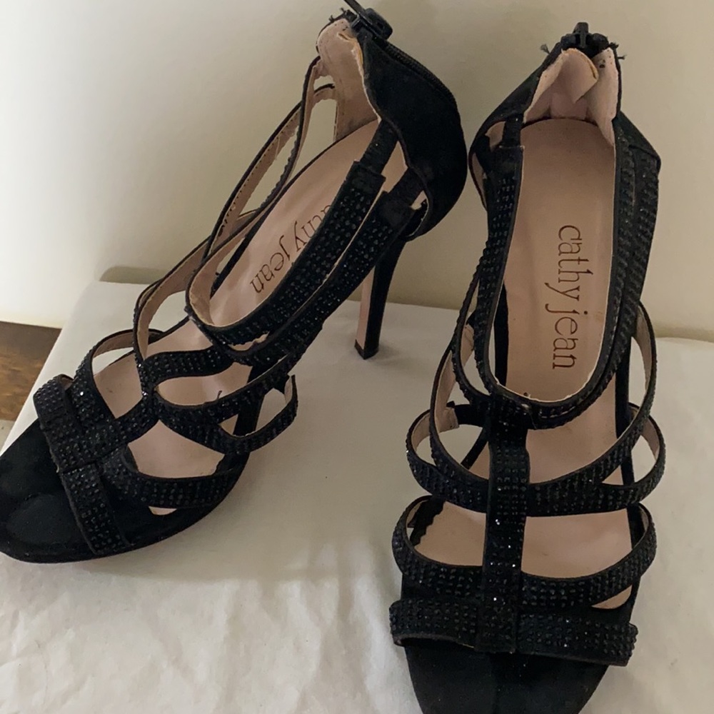 Cathy Jean Black Rhinestone Heels - Picture 2 of 5